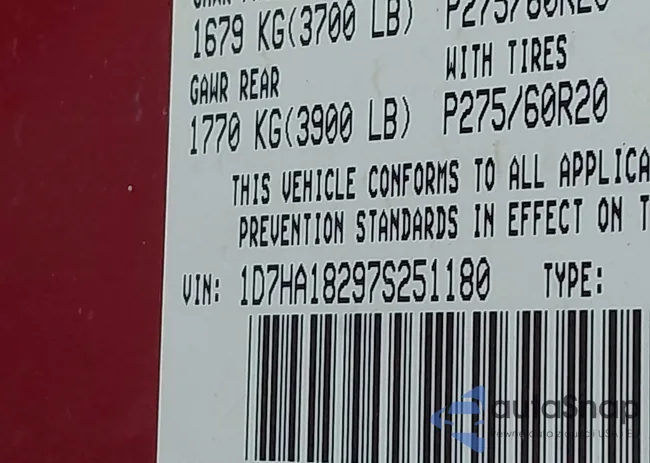 1D7HA18297S251180: 43360937