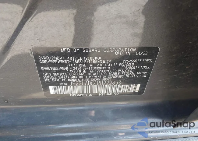 JF2GUADC4RH222893: 43360941