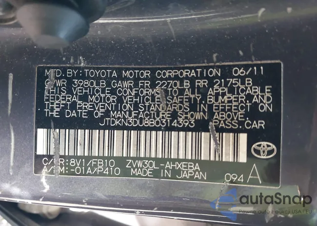 JTDKN3DU8B0314393: 43360949