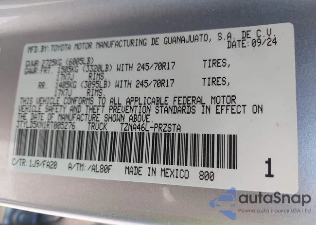 3TYLD5KN1RT005276: 43361066