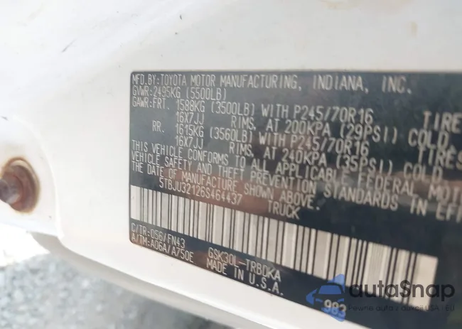 5TBJU32126S464437: 43360290