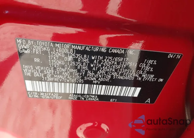 2T3RFREV7EW165285: 43360307