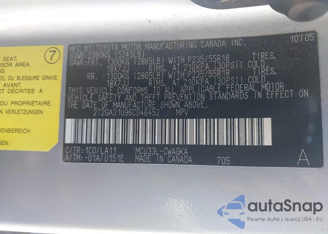 2T2GA31U96C046452: 43360357