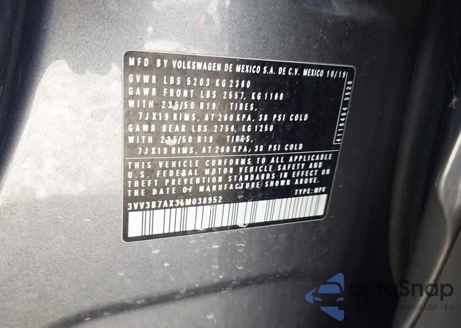 3VV3B7AX3LM038952: 43360435