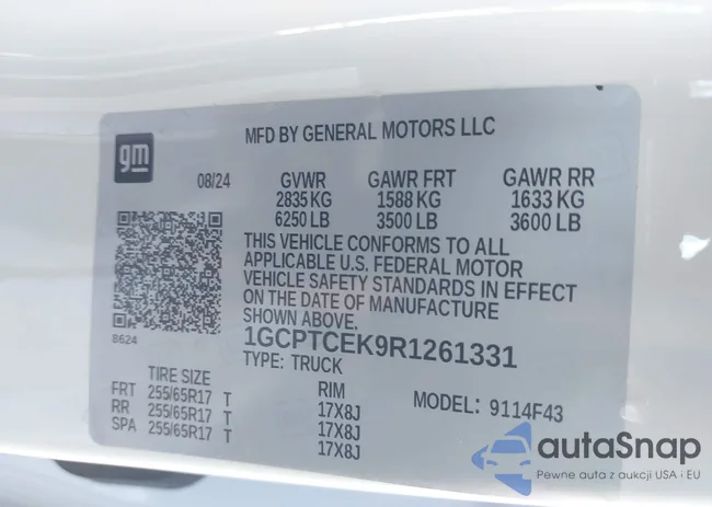 1GCPTCEK9R1261331: 43360466