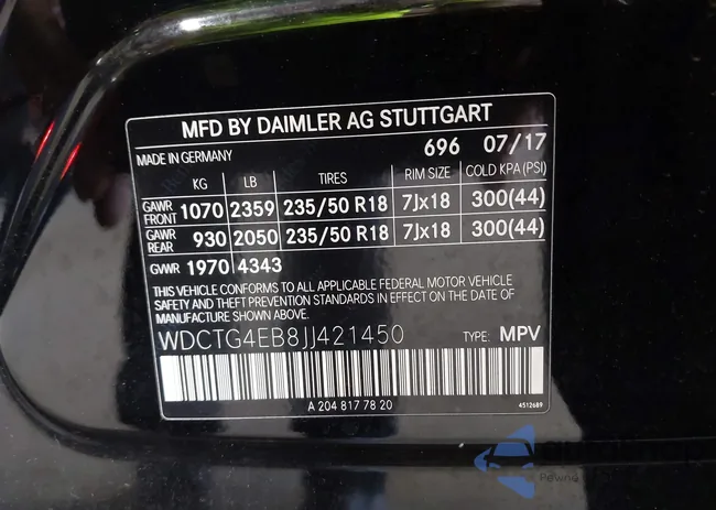 WDCTG4EB8JJ421450: 43360483