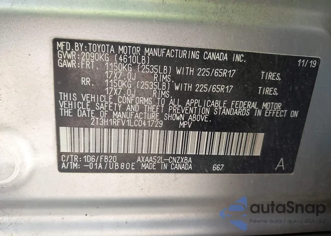 2T3H1RFV1LC041729: 43360607