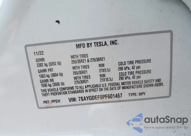 7SAYGDEF0PF601457: 43361742