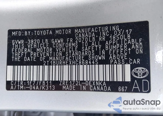 2T1BURHEXHC868445: 43361843