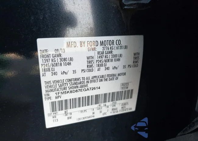 1FM5K8D87EGA72614: 43361846