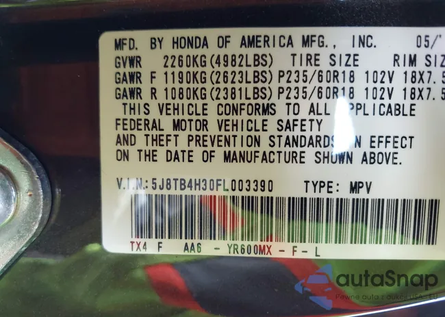 5J8TB4H30FL003390: 43361875