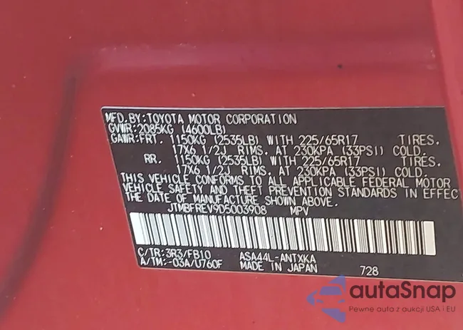 JTMBFREV9D5003908: 43361912