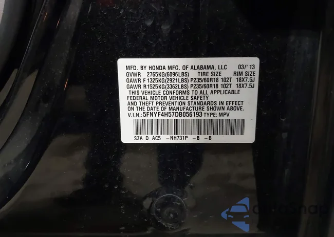 5FNYF4H57DB056193: 43361917