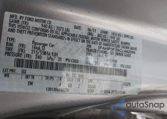 1FAHP3F29CL442096: 43362058