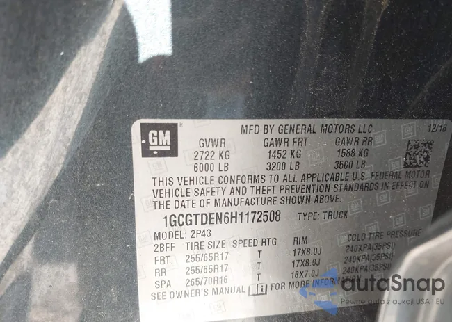 1GCGTDEN6H1172508: 43362062