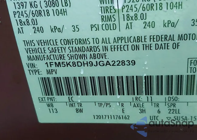 1FM5K8DH9JGA22839: 43362182