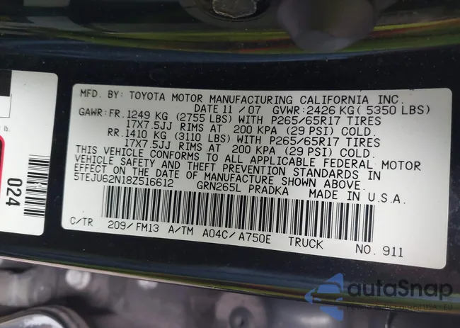 5TEJU62N18Z516612: 43362227