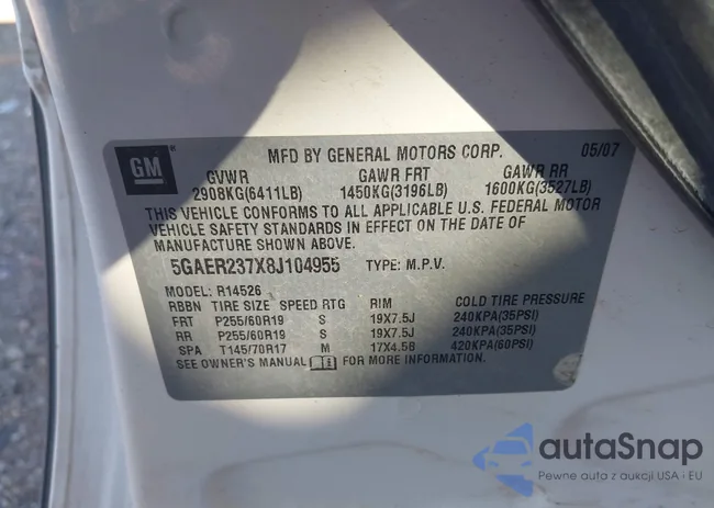 5GAER237X8J104955: 43361308