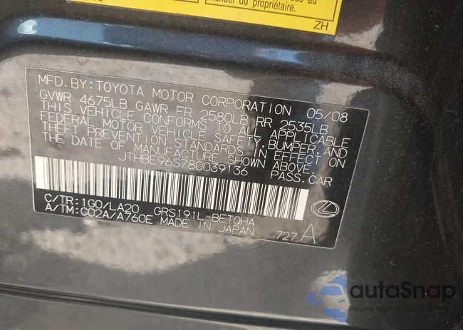 JTHBE96S780039136: 43361339