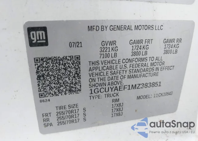 1GCUYAEF1MZ383851: 43361420