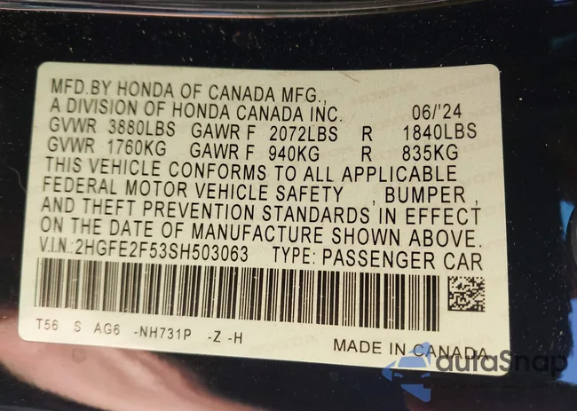 2HGFE2F53SH503063: 43361637