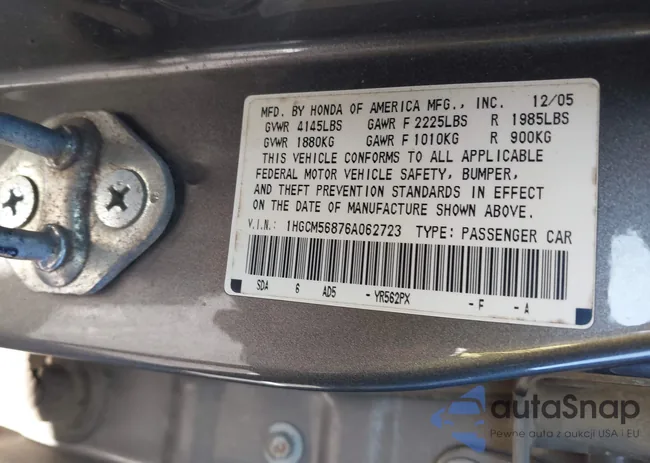 1HGCM56876A062723: 43362785