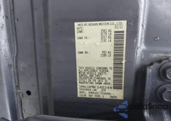 1N4AL2AP9BC140249: 43362842