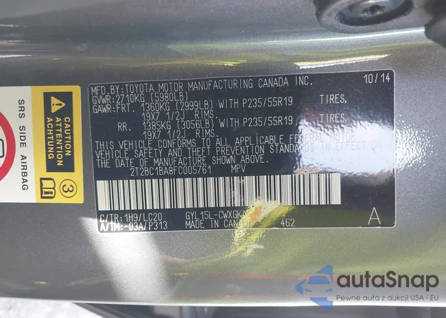 2T2BC1BA8FC005761: 43362862