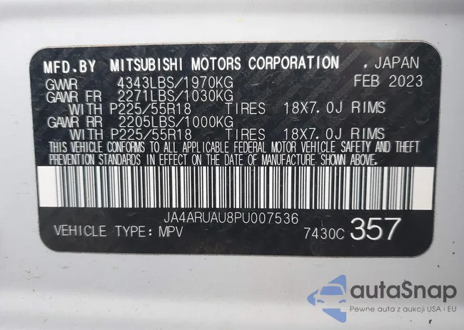 JA4ARUAU8PU007536: 43363060