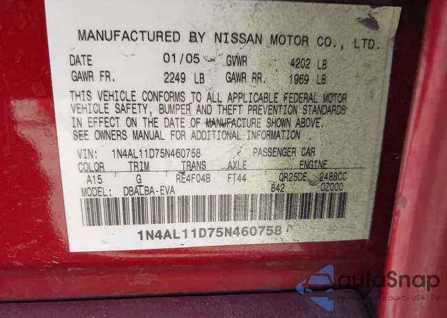 1N4AL11D75N460758: 43363083