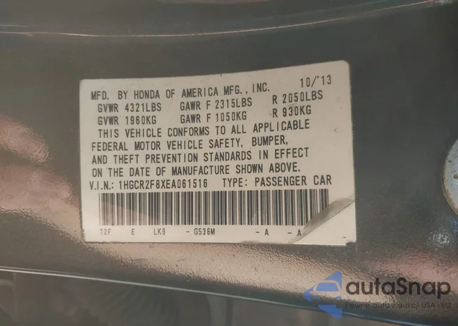 1HGCR2F8XEA061516: 43363084