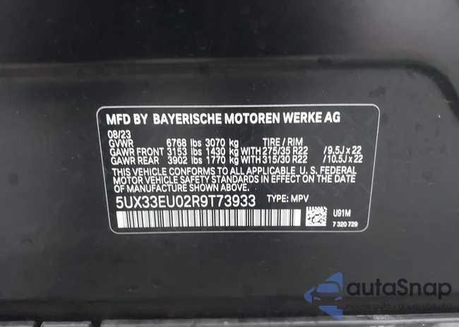 5UX33EU02R9T73933: 43363107