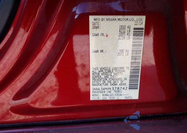 1N4AL3APXFN378742: 43363148