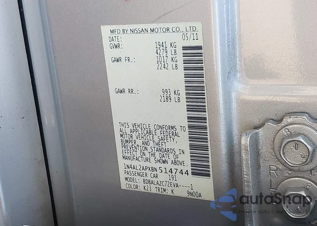 1N4AL2APXBN514744: 43363191