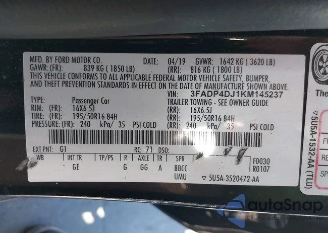 3FADP4DJ1KM145237: 43363238