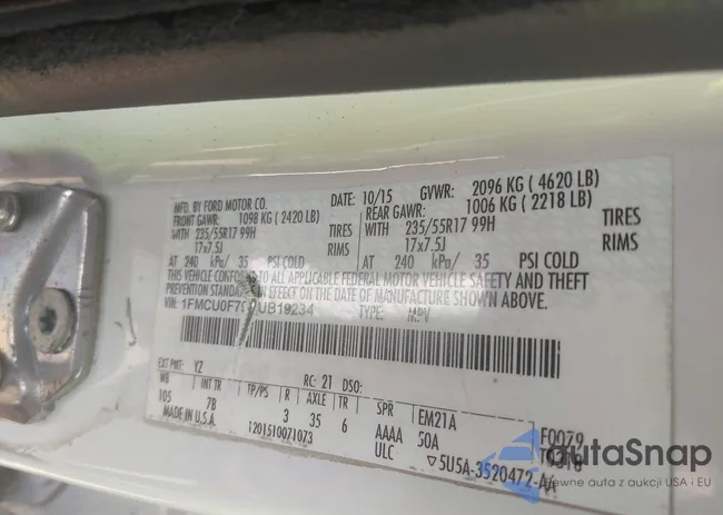 1FMCU0F79GUB19234: 43362313