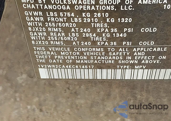 1V2WR2CA4KC614517: 43362371