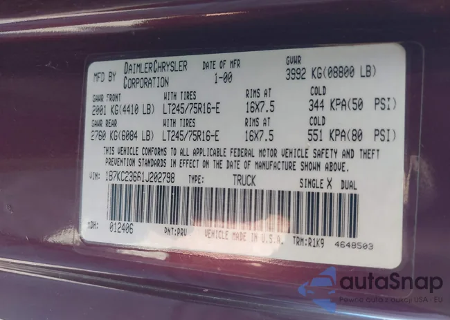 1B7KC23661J202798: 43362419