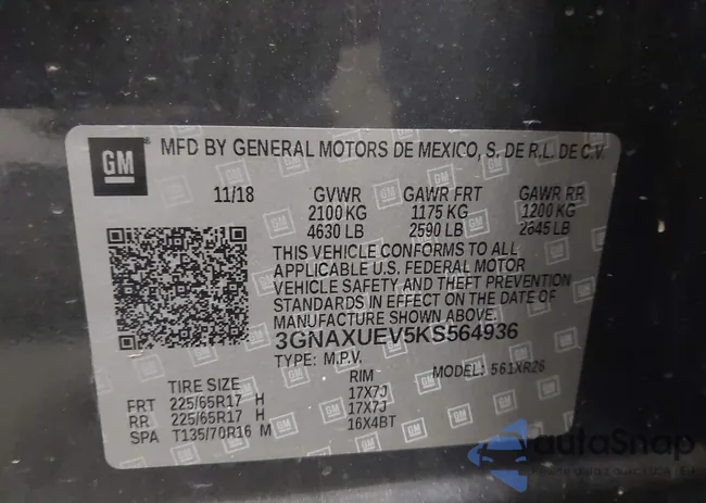 3GNAXUEV5KS564936: 43363947