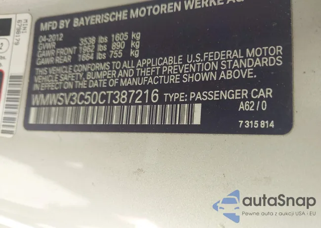 WMWSV3C50CT387216: 43363977