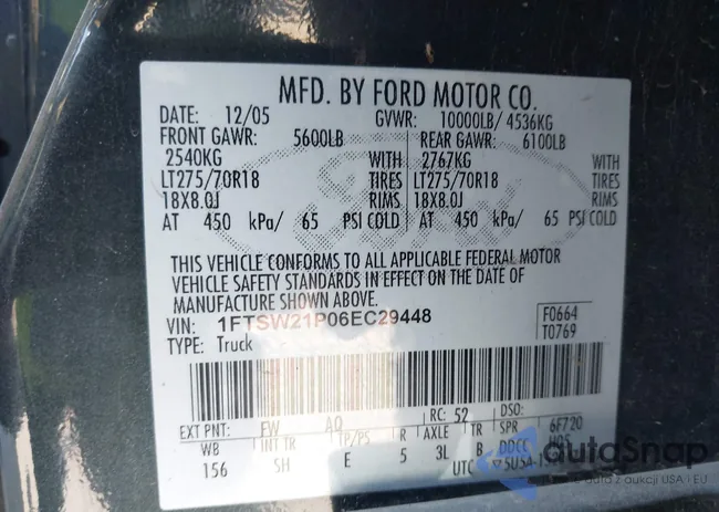 1FTSW21P06EC29448: 43364086