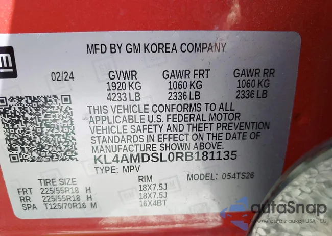 KL4AMDSL0RB181135: 43364121