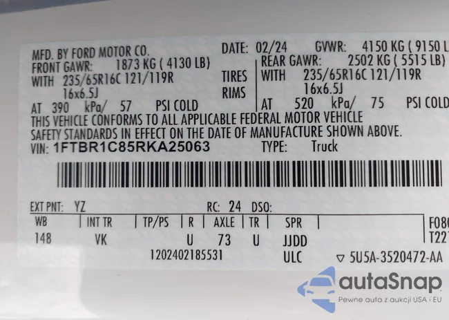 1FTBR1C85RKA25063: 43364146