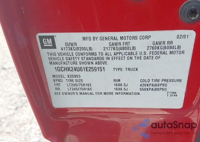 1GCHK24U61E259151: 43364197