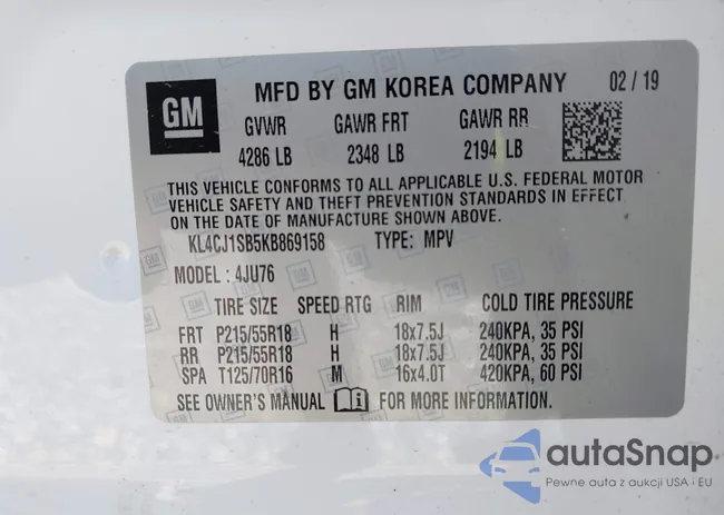 KL4CJ1SB5KB869158: 43364220