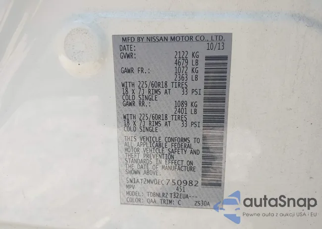 5N1AT2MV0EC750982: 43364235