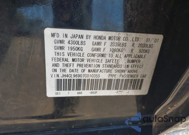 JH4CL96907C010355: 43364244