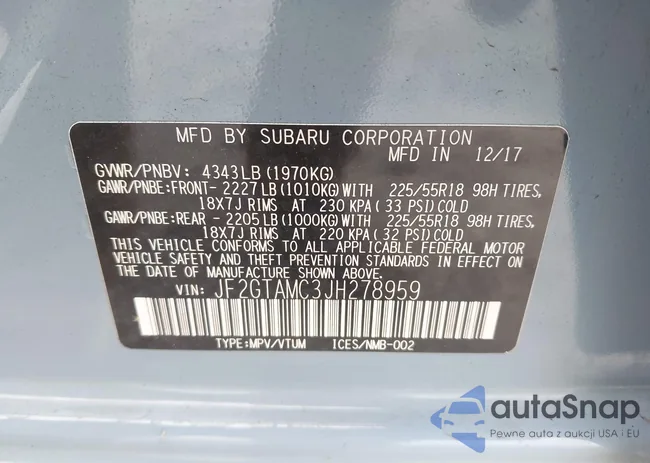 JF2GTAMC3JH278959: 43363316