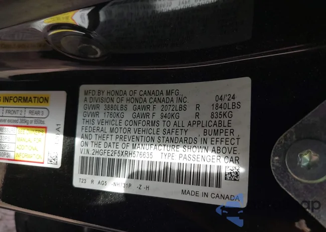 2HGFE2F5XRH576635: 43363454