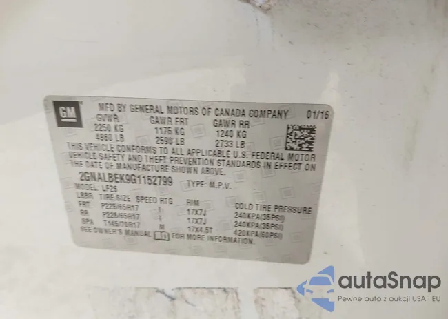 2GNALBEK9G1152799: 43363455